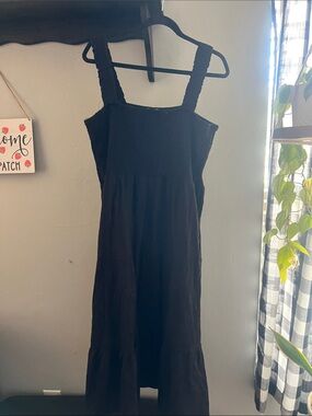 dip Black Sundress with Wide Straps